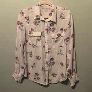 Loft long sleeve pink blouse